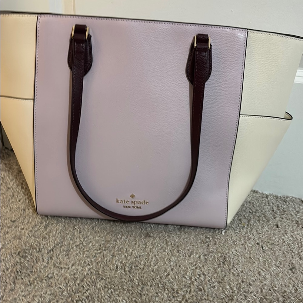 kate spade Purple and Cream Tote with Structured Shape and Sturdy Handles